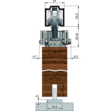 HELM 73 synchron Set zweiflügelig, für Holz, ohne Zahnriemen, bis 80kg