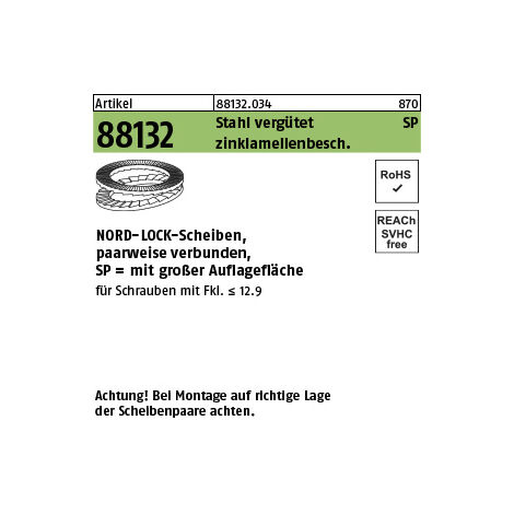 Sortiment 1/4, 5/16, 3/8, 7/16, 1/2 / U-Scheiben Stahl Verzinkt
