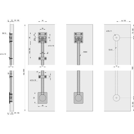 Hawa Ausrichtbeschlag für 1 Türe, Türhöhen 2040-2600 mm, Alu, roh