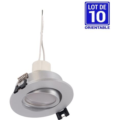 Barcelona Led – Lot de 10 spots encastrables orientables argent Ø90mm – Blanc neutre – Angle d'ouverture 120° – Installation rapide avec ressorts