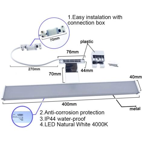 Applique LED miroir salle de bain "Line" 8W - Blanc Neutre - Chromé