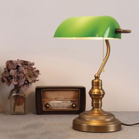 Lampe de table vintage "BANQUERO" - E27 - Vert