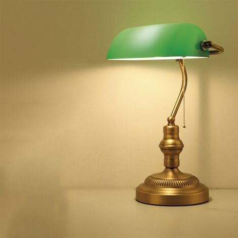 Lampe de table vintage "BANQUERO" - E27 - Vert