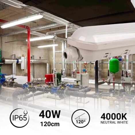 Réglette étanche LED traversante 40W 120cm 5200lm 4000K - Blanc Neutre