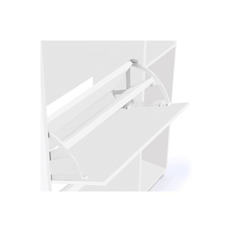 Mueble zapatero de 3 puertas con estante blanco