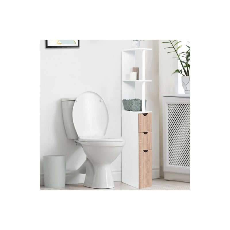Armario WC, mueble de aseo de 2 puertas blancas WILLY