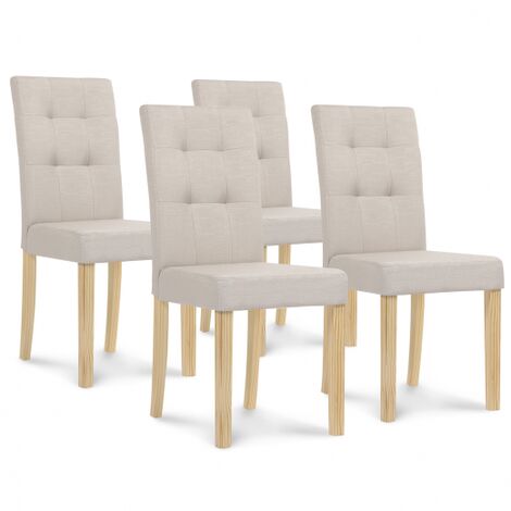 Lote de 4 sillas de comedor tapizadas POLGA beige