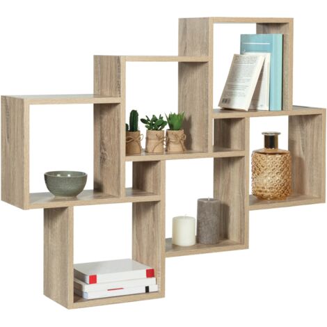 Estantería de pared LUCAS de dos posiciones en madera efecto haya
