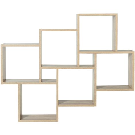 Estantería de pared LUCAS de dos posiciones en madera efecto haya