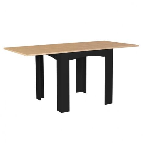 Mesa de comedor extensible DONA 4-8 personas tablero acabado haya negra 80-160 cm