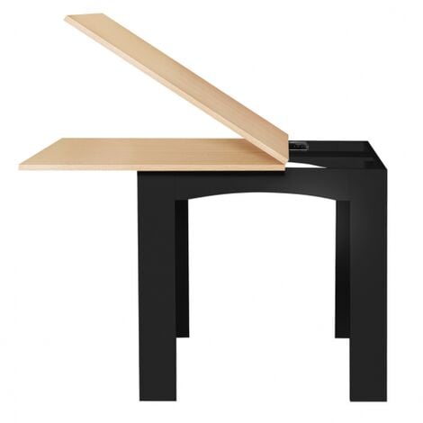 Mesa de comedor extensible DONA 4-8 personas tablero acabado haya negra 80-160 cm