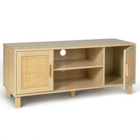 Mueble TV vintage 2 puertas ELIN efecto caña natural 115 cm