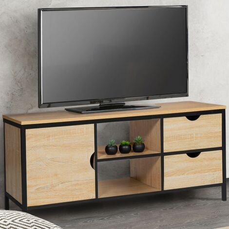 Mueble de TV 2 cajones con armario diseño industrial CHICAGO