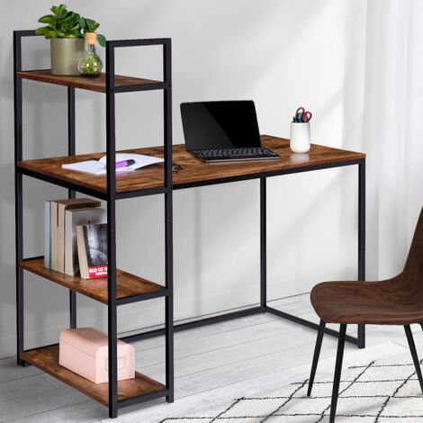  Estantería de escritorio de 2 niveles, estantería de escritorio  ajustable, estantería de escritorio de madera y metal, estantería de  escritorio, estante de almacenamiento abierto para decoración de oficina  (color: D, tamaño