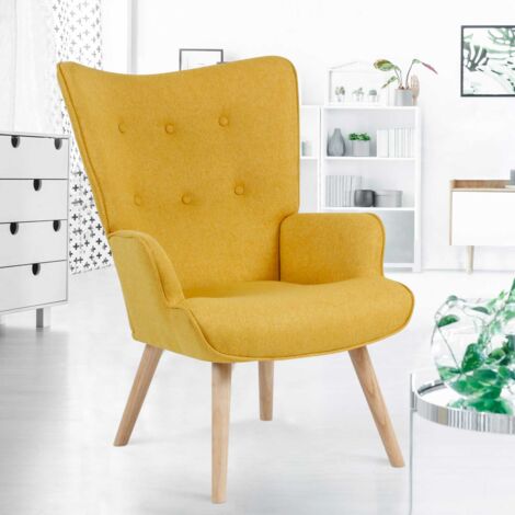 Sillón escandinavo IVAR de tela amarilla
