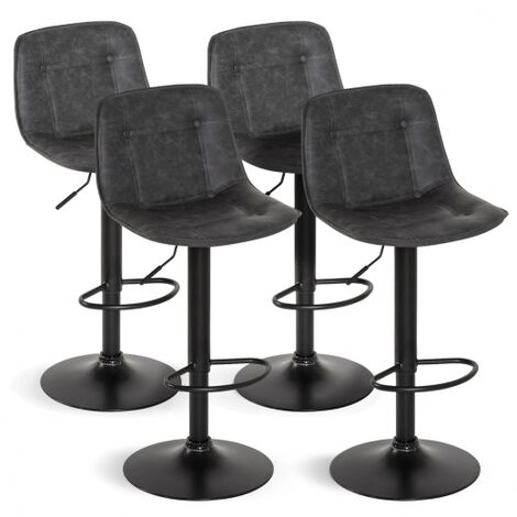Lote de 4 taburetes de bar DENVER vintage gris