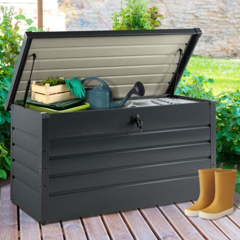 Caja metálica de jardín con cerradura gris antracita 350L 120x61x63 CM