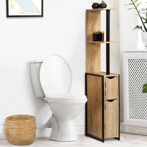 Armario WC, mueble de aseo de 2 puertas con estantes diseño industrial  DETROIT