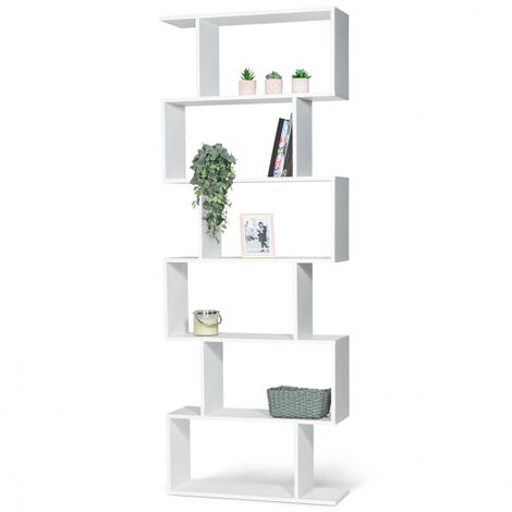 Estantería en forma de S SOFIA de madera blanca 189 cm