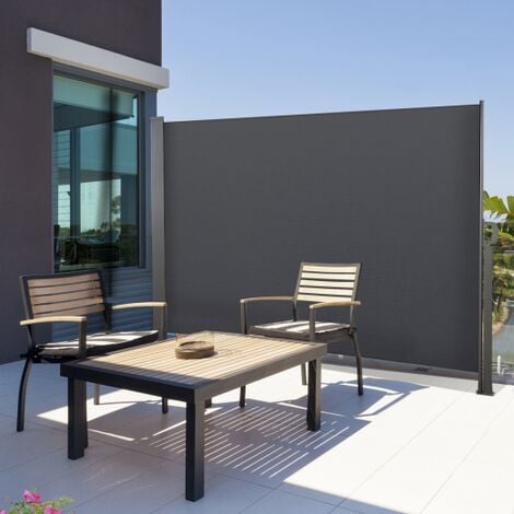 Toldo lateral retráctil para balcón y terraza, protección de la intimidad  160 x 300 cm gris antracita