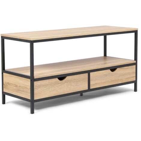 DETROIT Soporte de TV de 2 cajones de diseño industrial 113 cm