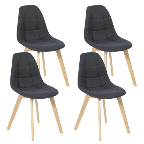 Juego de 4 sillas de comedor escandinavas GABY grises de tela