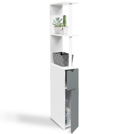 Mueble estantería para WC WILLY 2 puertas blanco y gris