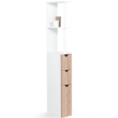 Mueble estantería para WC WILLY 3 puertas blanco y haya