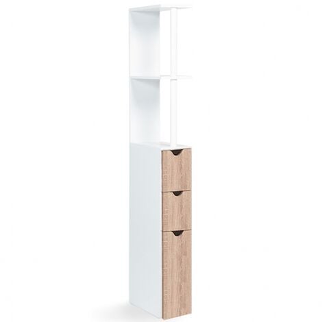Mueble estantería para WC WILLY 3 puertas blanco y haya