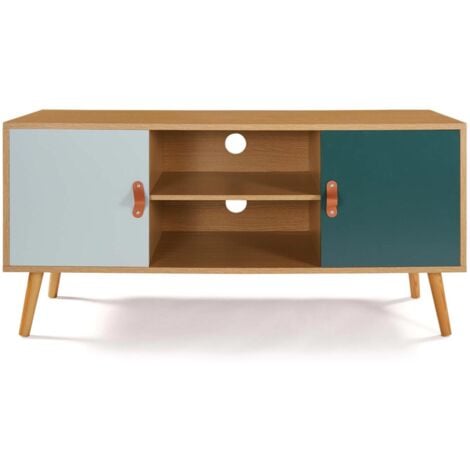 ALIZE Soporte de TV escandinavo en madera y verde 113 cm