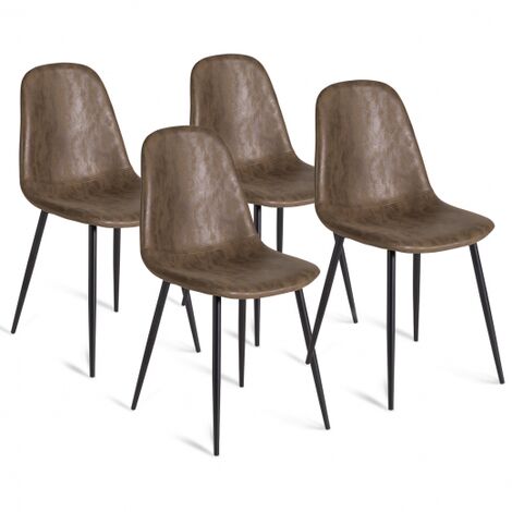 Juego de 4 sillas de comedor vintage DALI marrón