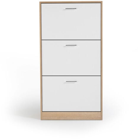 Mueble zapatero KLARK imitación haya 3 puertas blanco