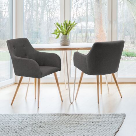 Lote de 2 sillas de comedor escandinavas DANIA gris antracita