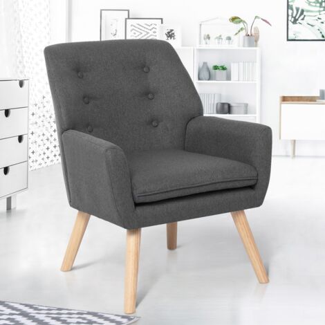 Sillón NAT escandinavo en tejido gris antracita