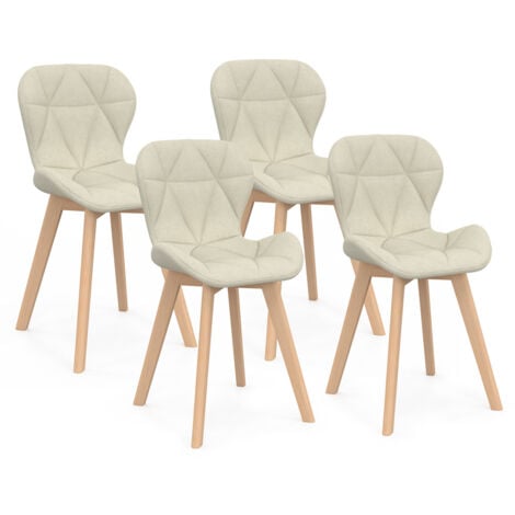 Lote de 4 sillas de comedor ROBINE de tela beige