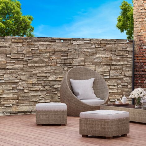 Pantalla opaca 1,2 x 10 M con dibujo de piedra marrón 160 gr/m²