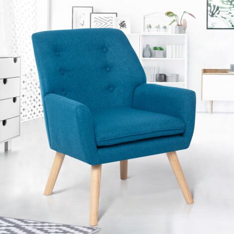 Sillón NAT escandinavo en tela azul pato (1/5)