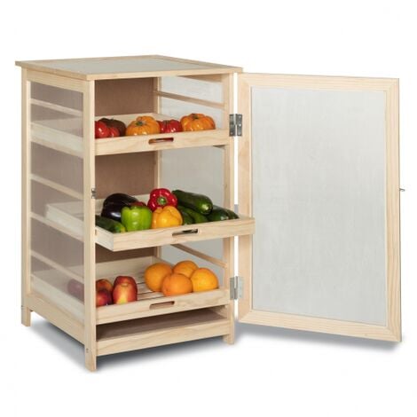 Caja de madera para verduras y frutas con 3 cajones extraíbles VEGGE