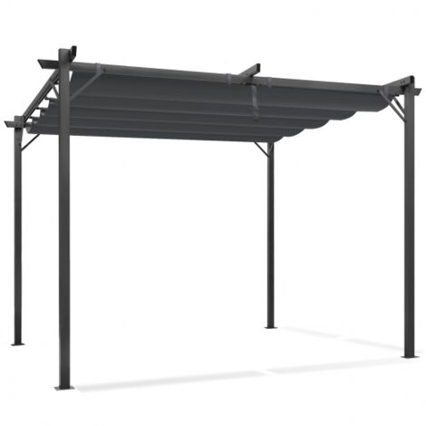 Pérgola edición especial techo retráctil 3x4 M y 4 toldos gris antracita