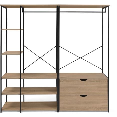Armario modular con doble armario, estantes y 2 cajones L. 170 cm DETROIT diseño industrial