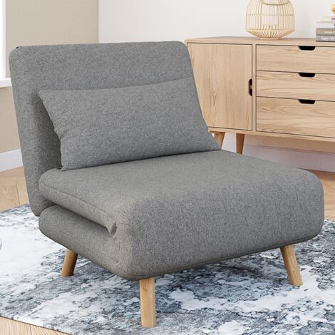 ROMEO sofá cama convertible 1 plaza 80x190 cm tela gris claro