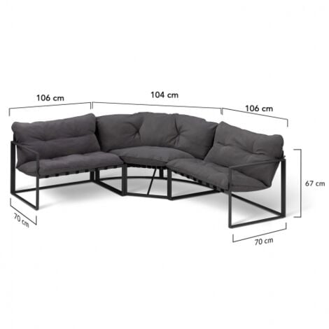 Conjunto de muebles bajos de jardín NAIROBI, 8 plazas, rinconera de acero gris antracita