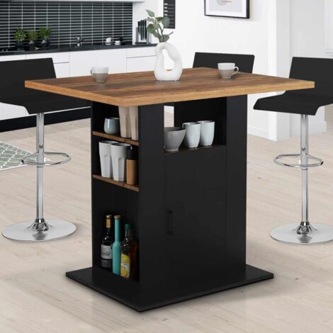 HAWKINS UGO 110 cm negro y efecto madera oscura centro isla con unidades de almacenamiento