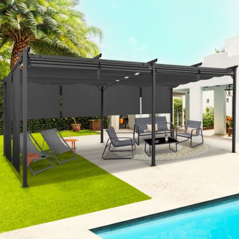 Pérgola edición especial techo retráctil 3x6 M y 6 toldos gris antracita