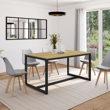 DETROIT Mesa de comedor para 8 personas, diseño industrial 150 cm