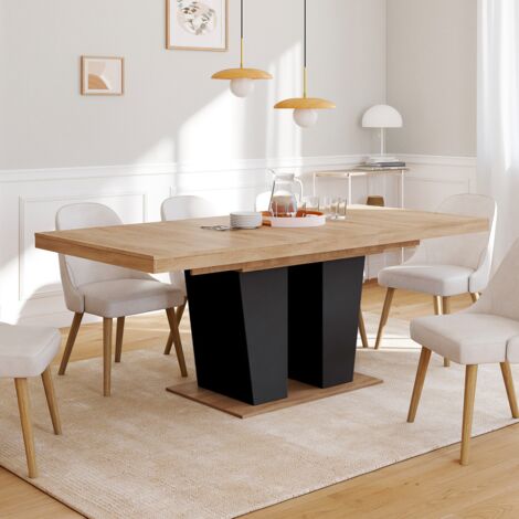 ELIAD mesa de comedor extensible 6-10 personas madera y negro 160-200 cm