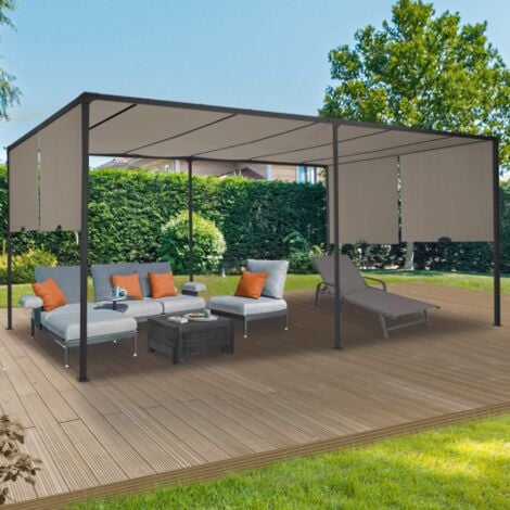 Pérgola corredera 2 secciones 3x6 M cenador de jardín tela topo