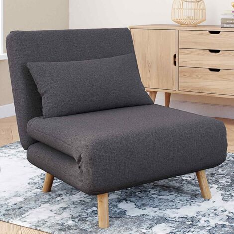 ROMEO sofá cama convertible 1 plaza 80x190 cm tejido gris antracita