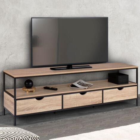 DETROIT Soporte de TV de 3 cajones de diseño industrial 160 cm