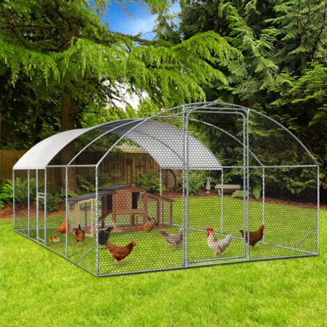 Gallinero de cúpula de 15 m² con recinto de malla metálica de 3x5 M con puerta lateral